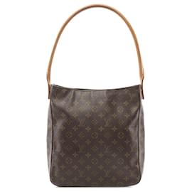 Louis Vuitton-Bolsa de Ombro Looping GM LOUIS VUITTON M51145 em lona PVC revestida Monogram couro marrom usada para mulheres-Outro