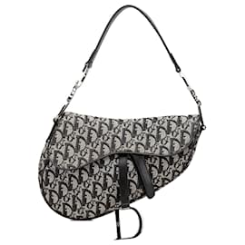 Dior-Dior Blue Diorissimo Canvas Saddle Bag-Blue