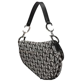 Dior-Dior Blue Diorissimo Canvas Saddle Bag-Blue