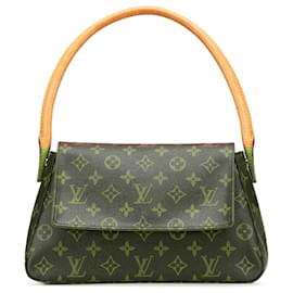 Louis Vuitton-Louis Vuitton Mini Looping Marrom Monograma-Marrom