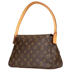 Louis Vuitton-Louis Vuitton Mini Looping Marrom Monograma-Marrom