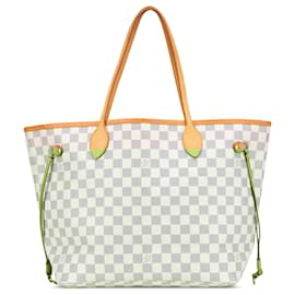 Louis Vuitton-Louis Vuitton Neverfull MM Damier Azur Branco-Branco