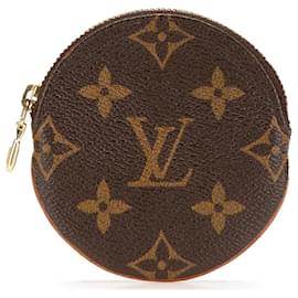 Louis Vuitton-Pochete Redonda de Moeda Marrom Monograma Louis Vuitton-Marrom