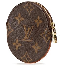 Louis Vuitton-Pochete Redonda de Moeda Marrom Monograma Louis Vuitton-Marrom