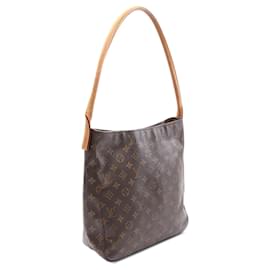 Louis Vuitton-Bolsa de ombro Looping GM LOUIS VUITTON M51145 em lona PVC revestida Monogram marrom usada para mulheres-Outro