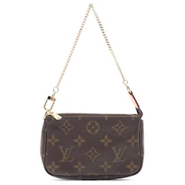 Louis Vuitton-Louis Vuitton  LOUIS VUITTON Mini Pochette Acessórios Bolsa M58009 Monograma lona revestida em PVC couro marrom usado mulheres-Outro