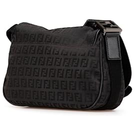 Fendi-Sac à bandoulière en toile Zucchino noir de Fendi-Noir