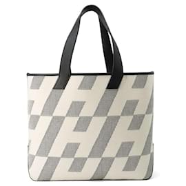 Hermès-Sac Tote Hermes H Ambié GM Noir Swift Toile-Noir