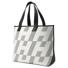 Hermès-Sac Tote Hermes H Ambié GM Noir Swift Toile-Noir