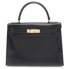 Hermès-Sac à main Hermes Kelly 28-Noir