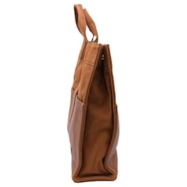 Hermès-Sac fourre-tout en toile et cuir Hermes marron-Marron
