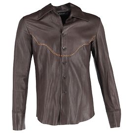 Camicia Western Gucci in pelle marrone Marrone Rosso