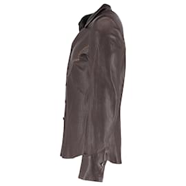 Gucci-Gucci Western Shirt in Brown Leather-Brown,Red
