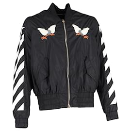 Off White Off-White Eagle-Embroidered Bomber Jacket in Black Polyamide Black