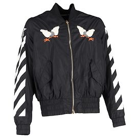Off White Veste bomber en polyamide noir brodée d'un aigle Off-White Noir