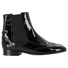 Chanel Ankle Boots in Black Patent Leather Black