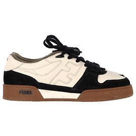Baskets basses Fendi Match en cuir crème et noir Blanc Écru