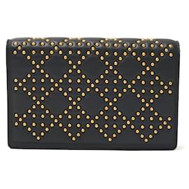 Dior-Dior Leather Cannage Studs 2WAY Chain Wallet-Black