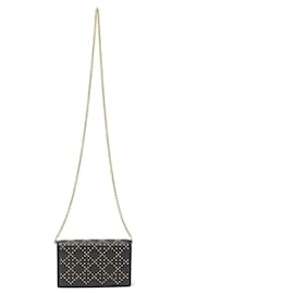 Dior-Dior Leather Cannage Studs 2WAY Chain Wallet-Black