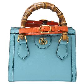 Gucci Diana Mini Leder Tote Bag Blau