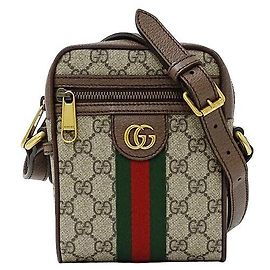 Borsa a Spalla Gucci Ophidia GG Supreme da Uomo Marrone Beige