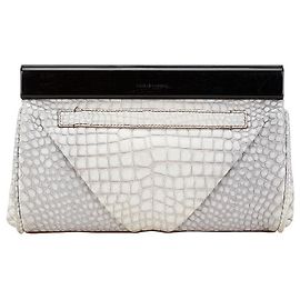 Giorgio Armani Embossed Leather Clutch Bag Grey Black Grey