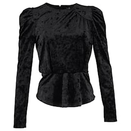 Isabel Marant-Isabel Marant Gudellia Puff-Sleeve Top in Black Velvet-Black