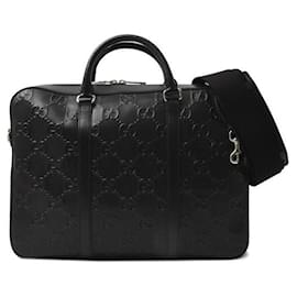Gucci-Gucci GG Embossed Briefcase 2way Bag 658573-Black