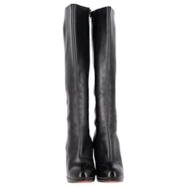 Christian Louboutin-Christian Louboutin Knee-High Boots in Black Leather -Black