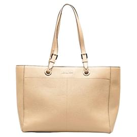 Michael Kors-Michael Kors Leather Jet Set Travel Shoulder Bag-Brown,Beige