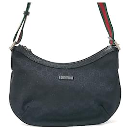 Gucci-Gucci GG Canvas Leather Messenger Bag-Black
