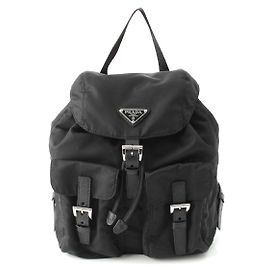 Prada Nylon Saffiano Small RFID Logo Backpack Black