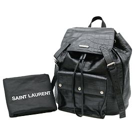 Yves Saint Laurent Saint Laurent Embossed Leather Backpack Black