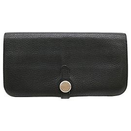 Hermès Hermes Dogon Long Wallet Black Leather Black