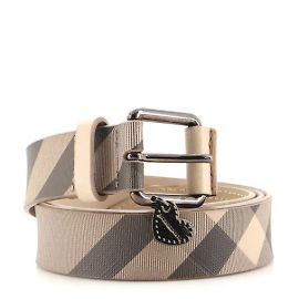 Burberry Beige Nova Check Heart Coated Canvas & Leather Buckle Belt size 40/100 Beige