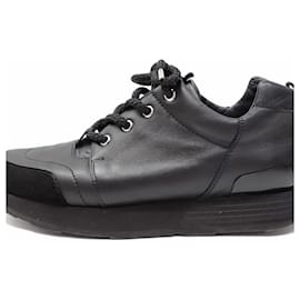 Hermès-Hermes Black Leather Sneakers-Black