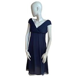 Autre Marque-Elegant silk dress Normaluisa-Navy blue