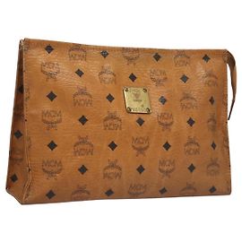 MCM Borsa a tracolla Vicetos in PVC pelle marrone oro Auth bs24802 Marrone D'oro
