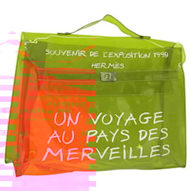 Hermès-HERMES Sac à main Kelly en vinyle orange Auth 121433-Orange