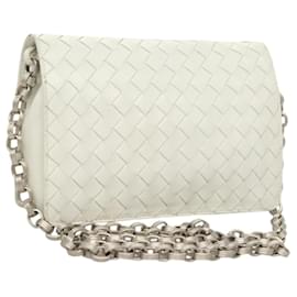 Autre Marque-BOTTEGA VENETA INTRECCIATO Chain Shoulder Bag Leather White Auth 121458-White