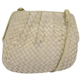 Autre Marque-BOTTEGA VENETA INTRECCIATO Shoulder Bag Leather White Gold Auth 120968-White,Golden