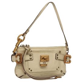 Chloé Chloe Paddington Accessory Pouch Leather Beige Auth 119031 Beige