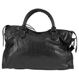 Balenciaga-BALENCIAGA Giant City Hand Bag Leather 2way Black 115748 Auth yk17982AM-Black