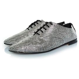 Saint Laurent-Saint Laurent, Lace up rhinestone derby-Black,Silvery