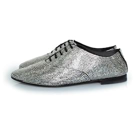Saint Laurent-Saint Laurent, Lace up rhinestone derby-Black,Silvery