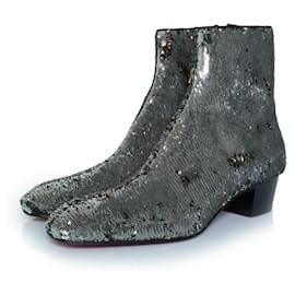 Christian Louboutin-Christian Louboutin, Huston glitter boots in silver-Silvery
