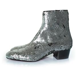 Christian Louboutin-Christian Louboutin, Huston glitter boots in silver-Silvery