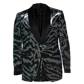 Tom Ford-Tom Ford, Atticus Zebra metallic tuxedo jacket-Black,Silvery