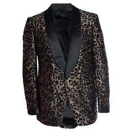 Veste de smoking imprimée léopard Shelton de Tom Ford Noir Doré Gris