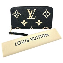 Louis Vuitton Monogram Empreinte Long Wallet Black Beige